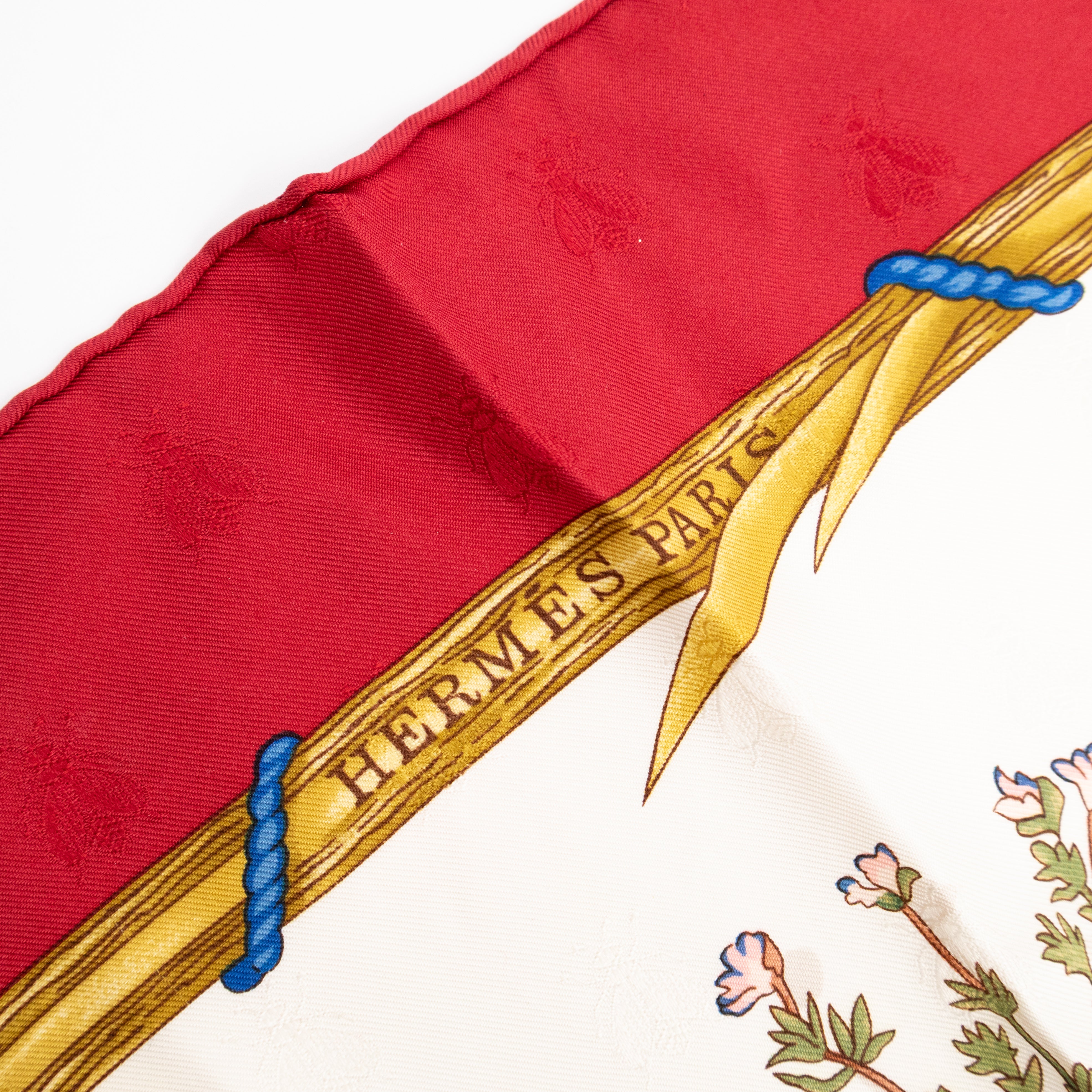 Silk Scarf 90 Herbier de Gavarnie Red & White