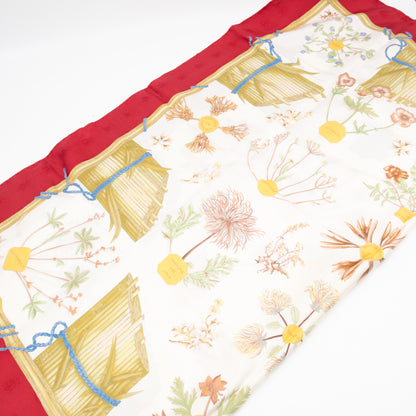 Silk Scarf 90 Herbier de Gavarnie Red & White