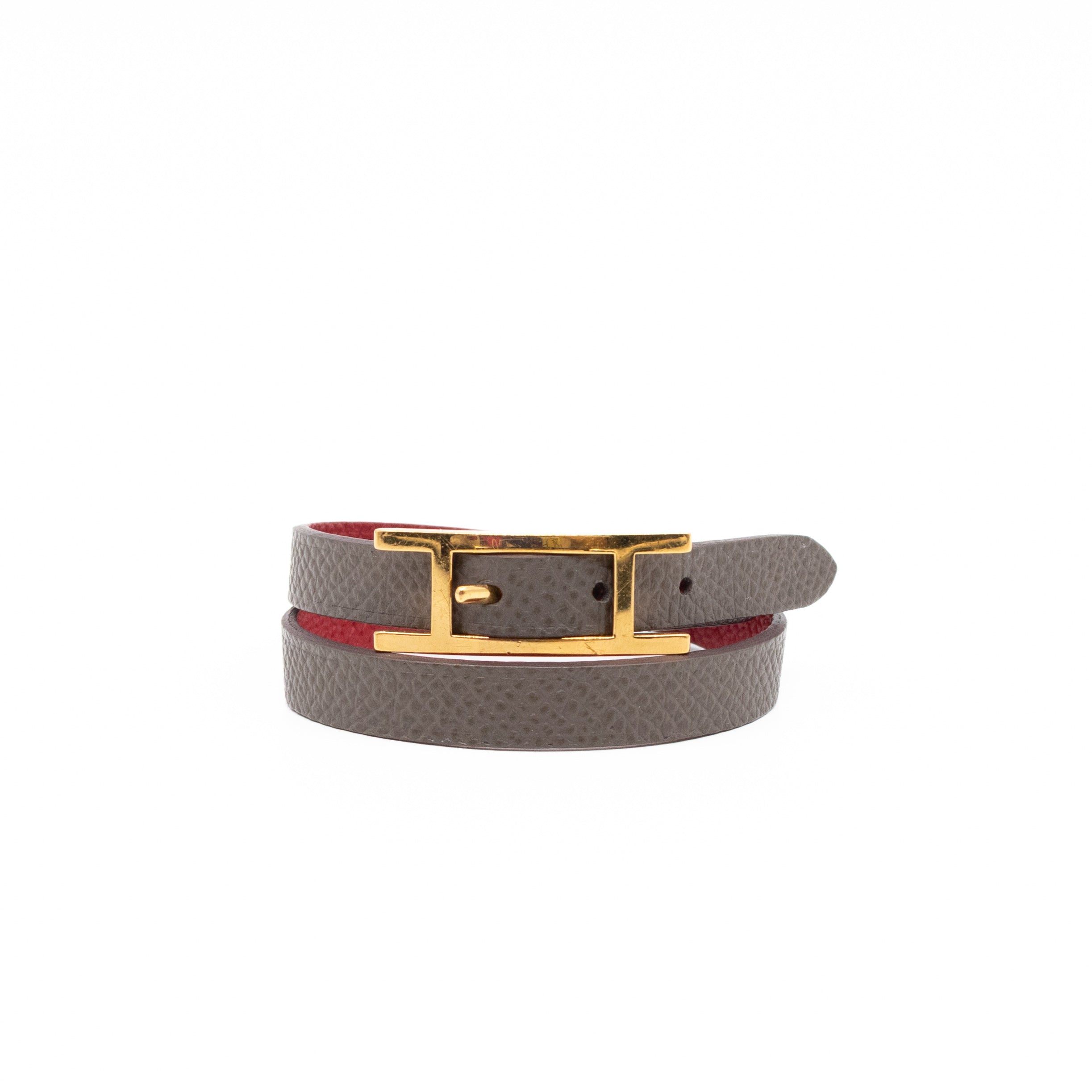 Hapi Double Tour Bracelet Etain Leather