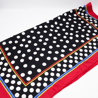Silk Scarf 90 Polka Dots Black White Red