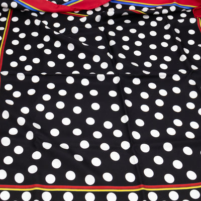 Silk Scarf 90 Polka Dots Black White Red