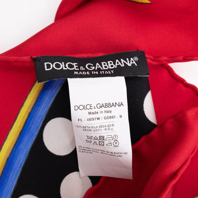 Silk Scarf 90 Polka Dots Black White Red