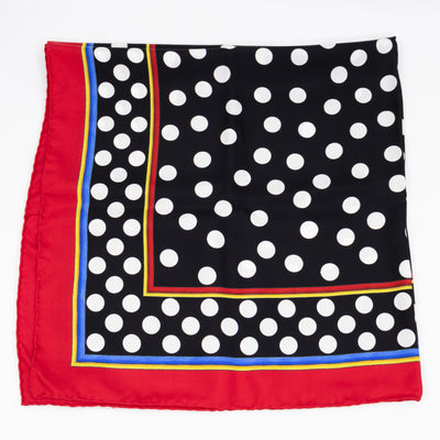 Silk Scarf 90 Polka Dots Black White Red
