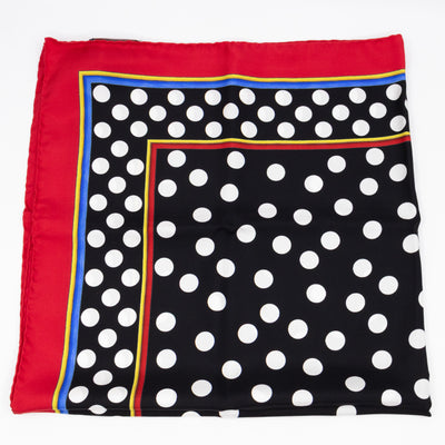 Silk Scarf 90 Polka Dots Black White Red