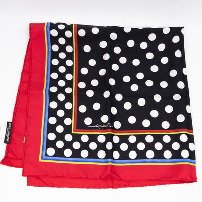 Silk Scarf 90 Polka Dots Black White Red