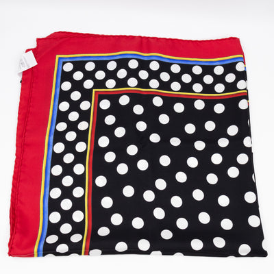 Silk Scarf 90 Polka Dots Black White Red