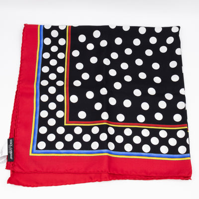 Silk Scarf 90 Polka Dots Black White Red