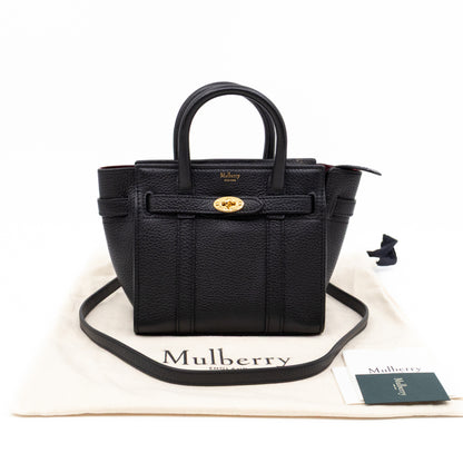 Micro Zipped Bayswater Black Leather