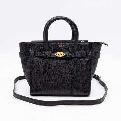 Micro Zipped Bayswater Black Leather