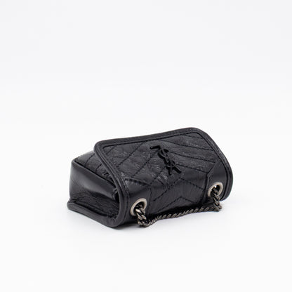 Niki Airpod Case Black Crinkled Leather