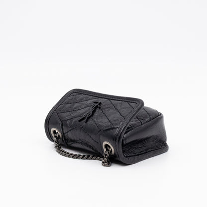 Niki Airpod Case Black Crinkled Leather