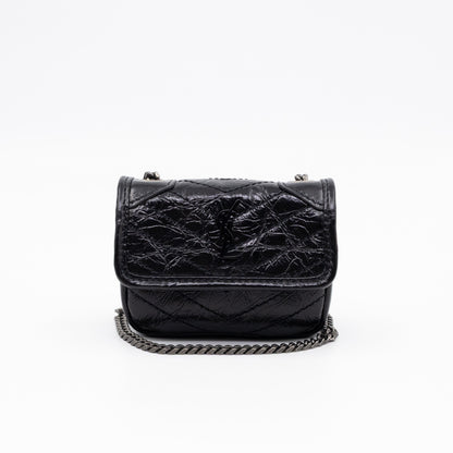 Niki Airpod Case Black Crinkled Leather