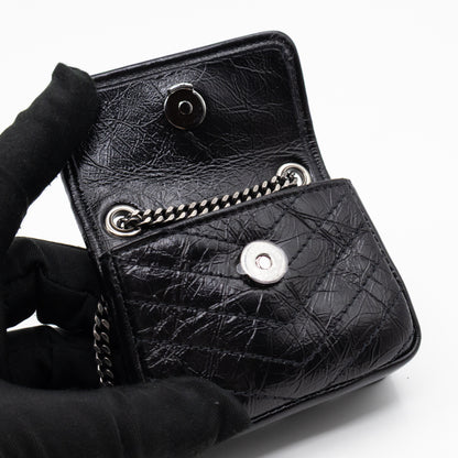 Niki Airpod Case Black Crinkled Leather
