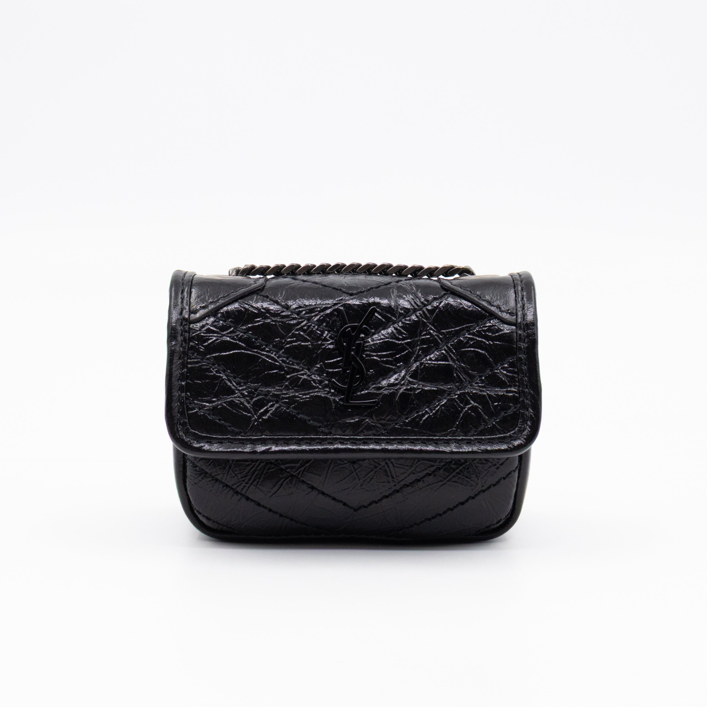 Niki Airpod Case Black Crinkled Leather