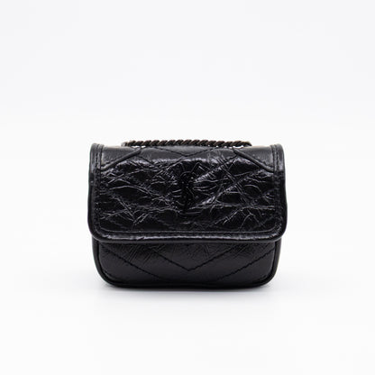Niki Airpod Case Black Crinkled Leather