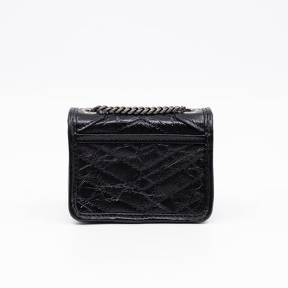 Niki Airpod Case Black Crinkled Leather