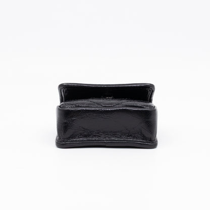 Niki Airpod Case Black Crinkled Leather