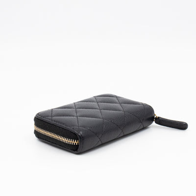 Zip Around Coin Purse Black Caviar Leather