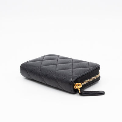 Zip Around Coin Purse Black Caviar Leather