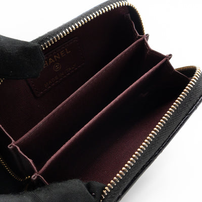 Zip Around Coin Purse Black Caviar Leather