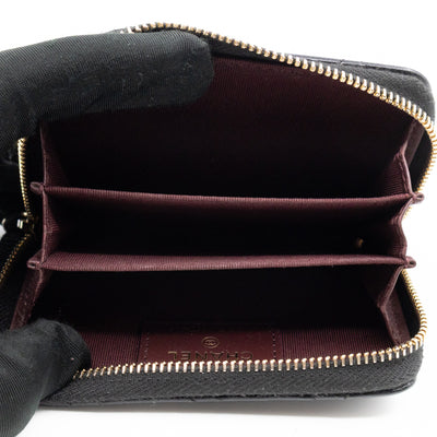Zip Around Coin Purse Black Caviar Leather