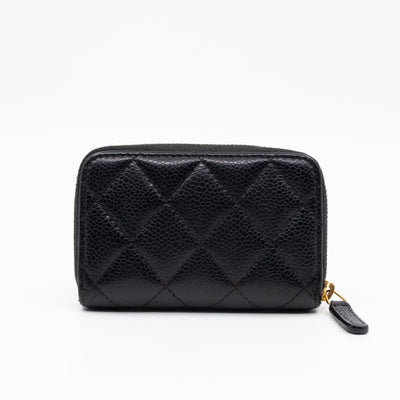 Zip Around Coin Purse Black Caviar Leather
