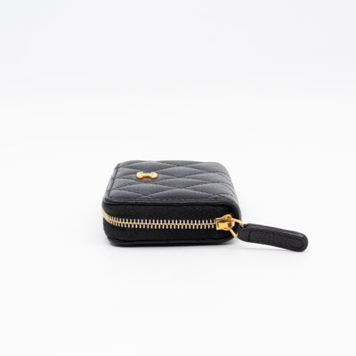 Zip Around Coin Purse Black Caviar Leather