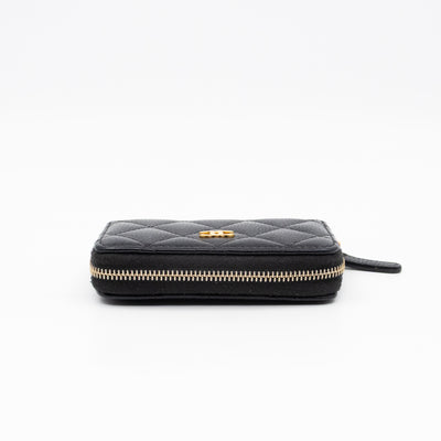 Zip Around Coin Purse Black Caviar Leather