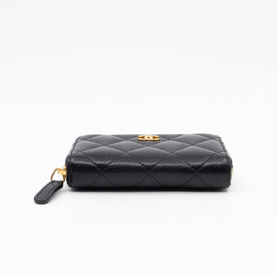 Zip Around Coin Purse Black Caviar Leather