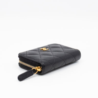 Zip Around Coin Purse Black Caviar Leather