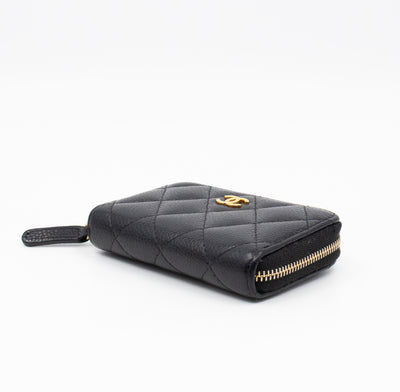 Zip Around Coin Purse Black Caviar Leather