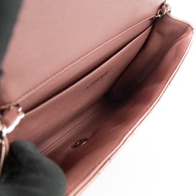 Timeless Clutch with Chain Bronze Striated Patent Leather