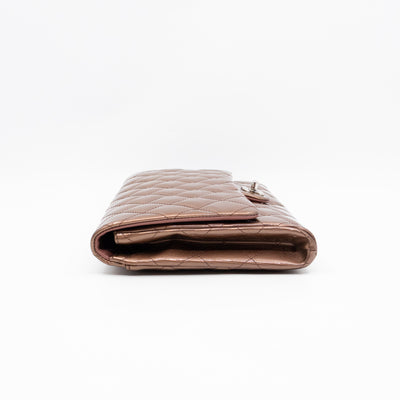 Timeless Clutch with Chain Bronze Striated Patent Leather