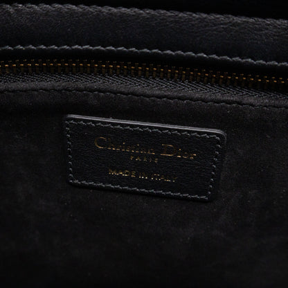 Lady Dior Medium Embellished Beads Cannage Black Leather