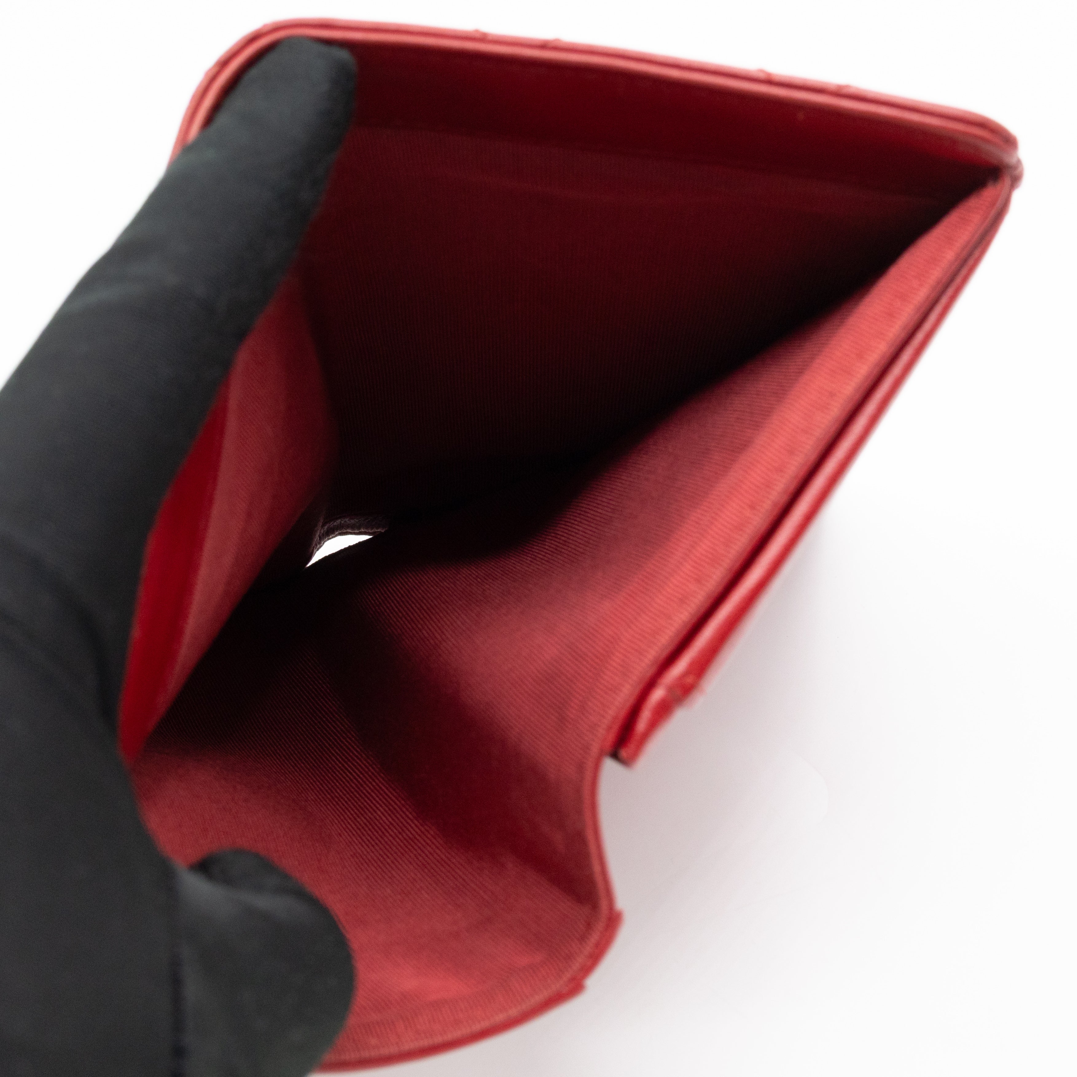 Classic Long Wallet Red Lambskin Leather