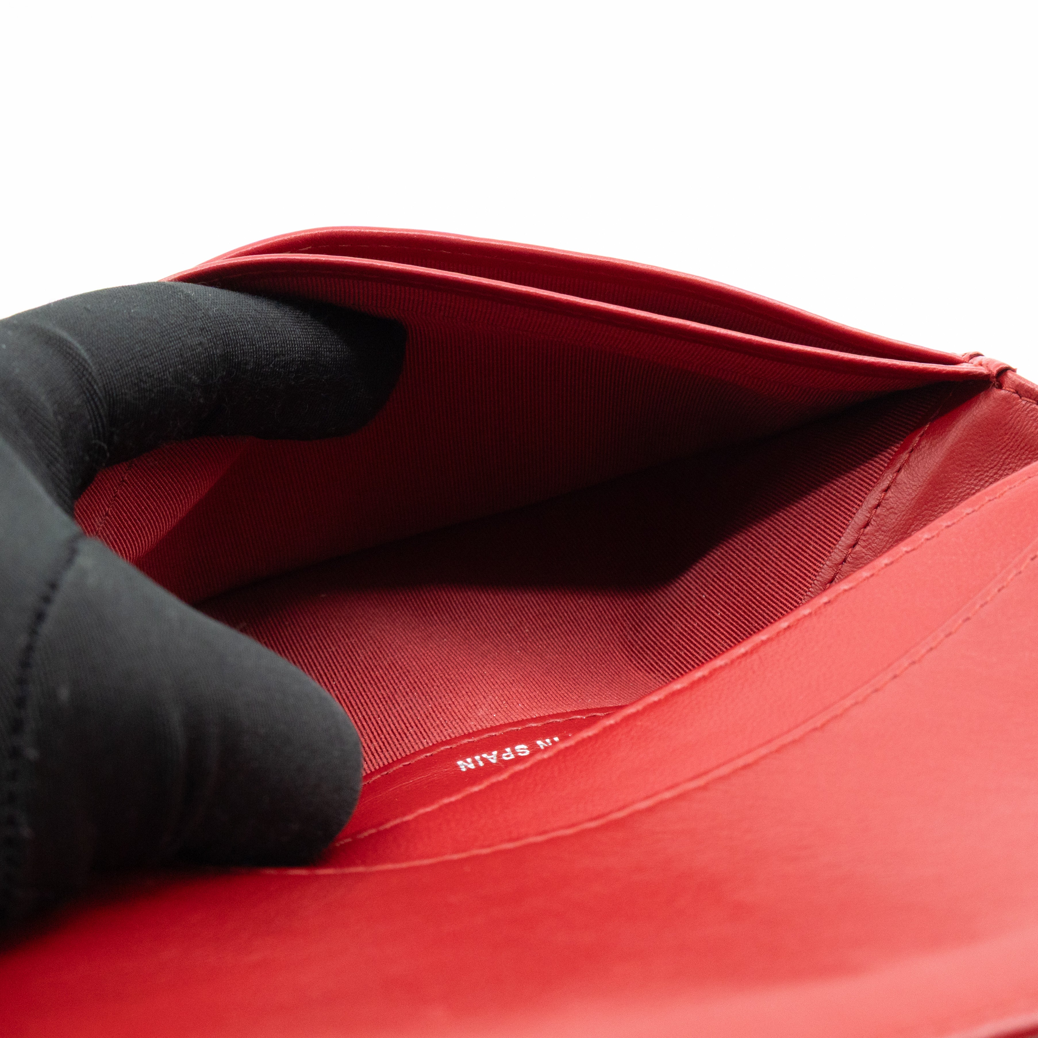 Classic Long Wallet Red Lambskin Leather
