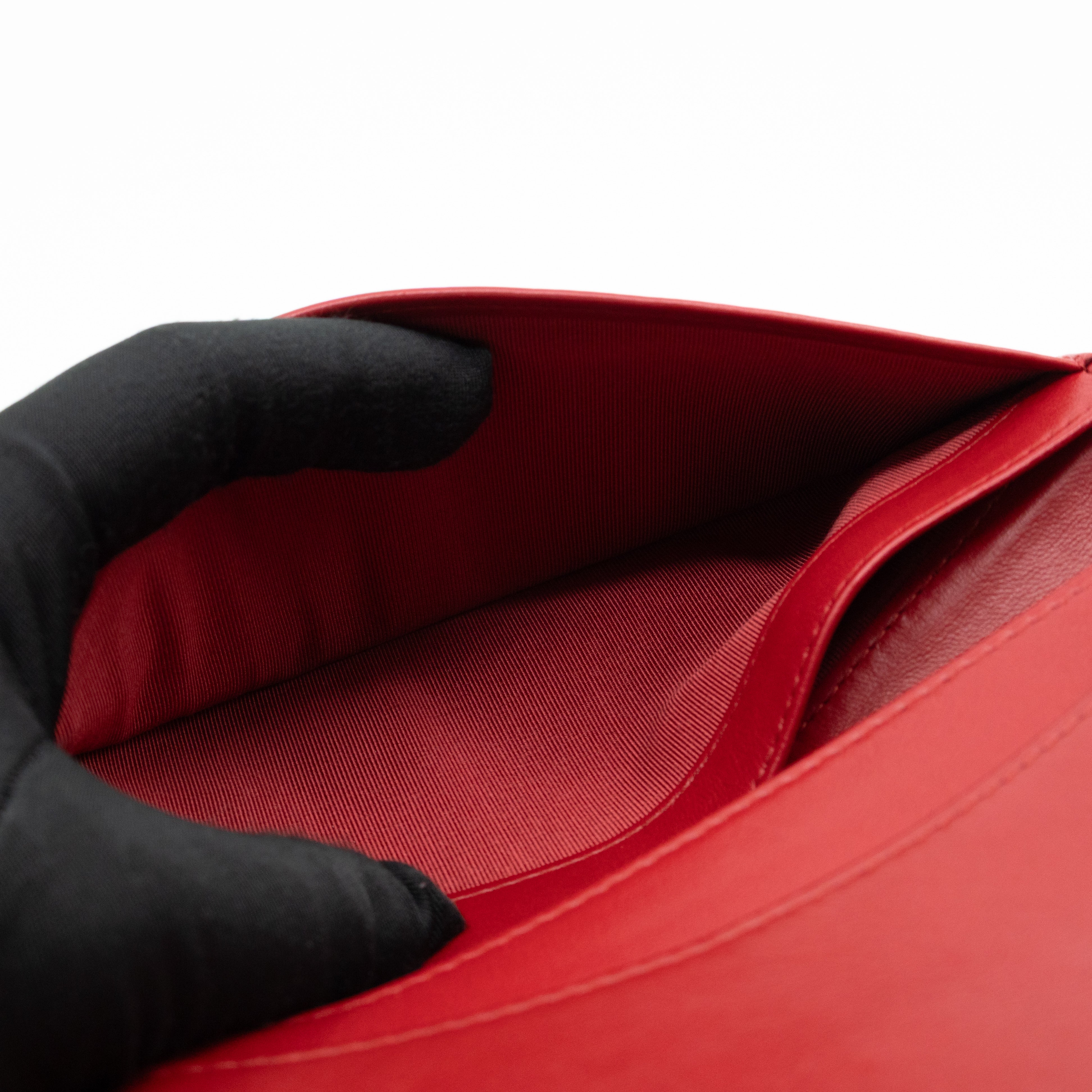 Classic Long Wallet Red Lambskin Leather