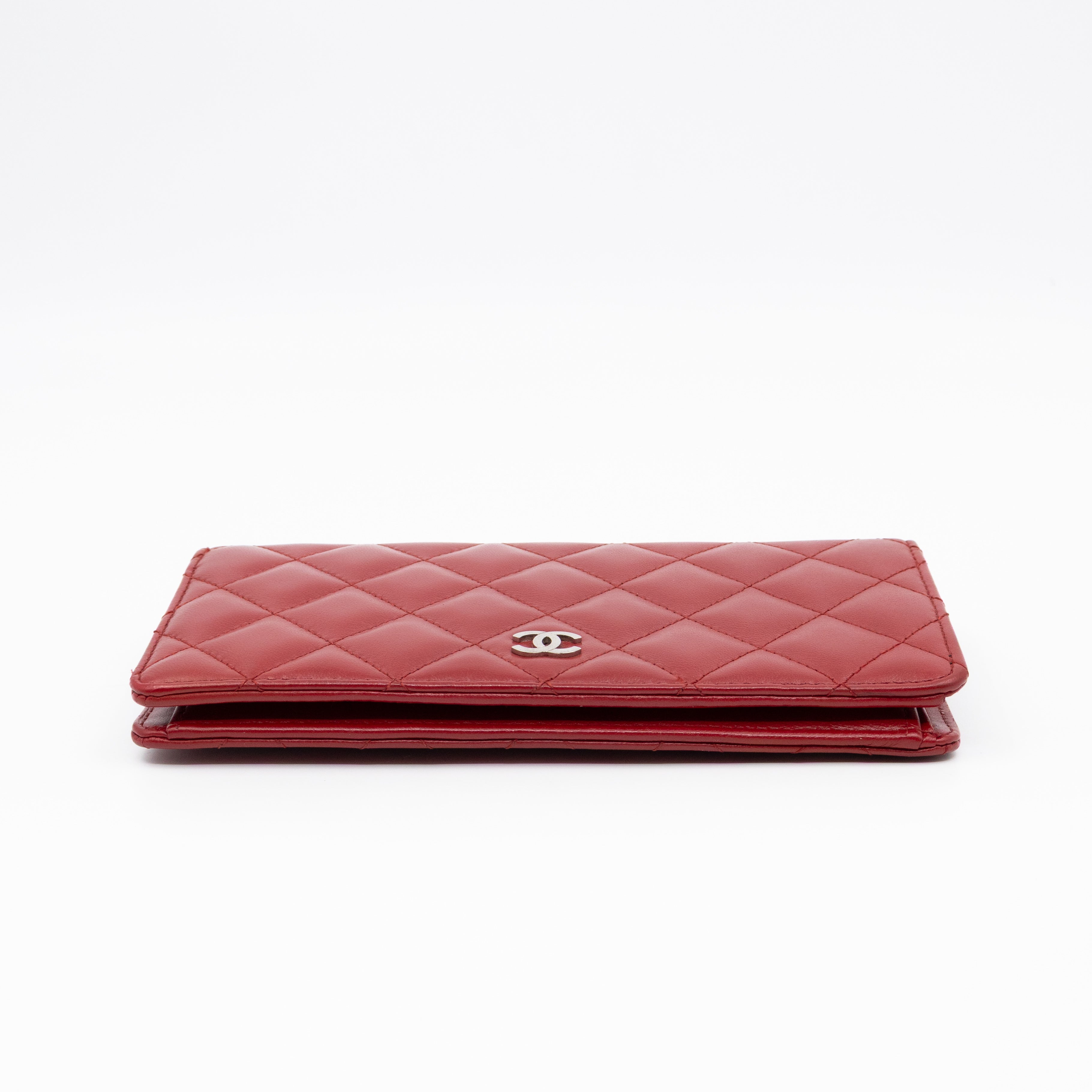 Classic Long Wallet Red Lambskin Leather