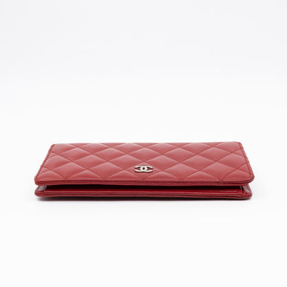 Classic Long Wallet Red Lambskin Leather