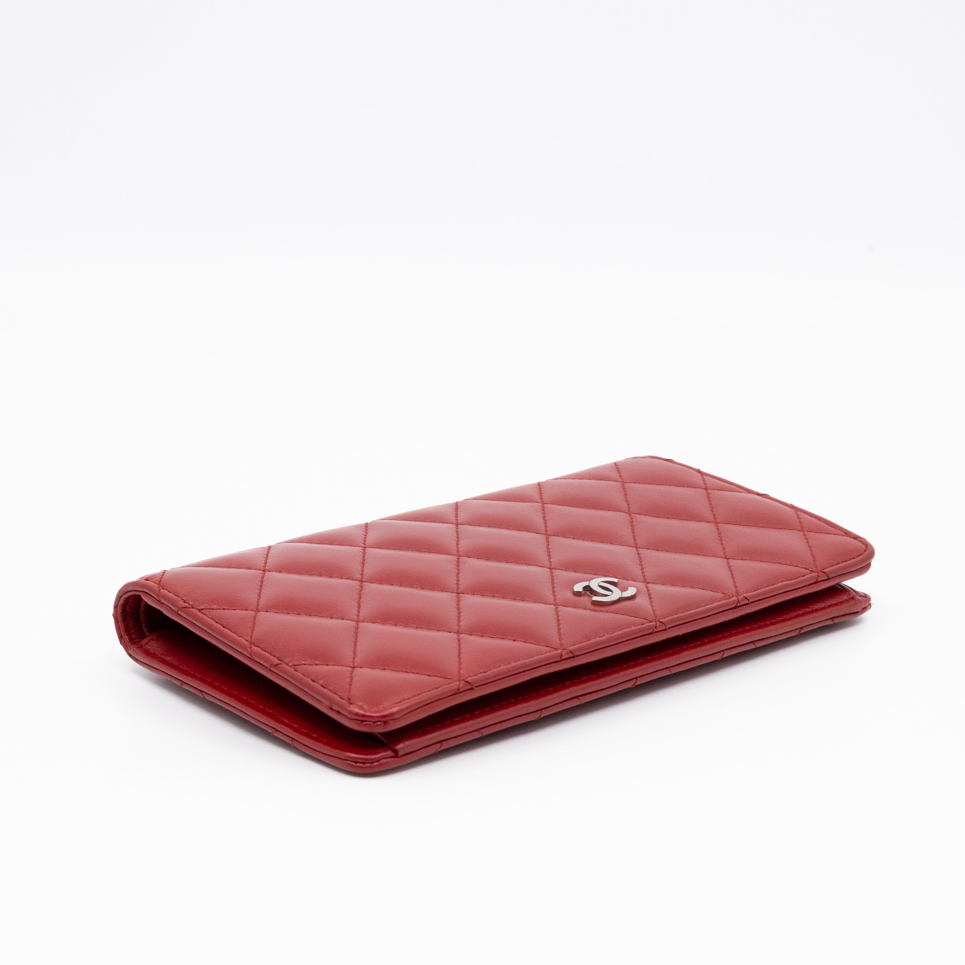 Classic Long Wallet Red Lambskin Leather
