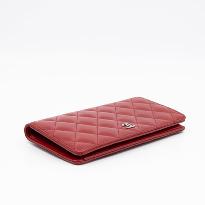 Classic Long Wallet Red Lambskin Leather