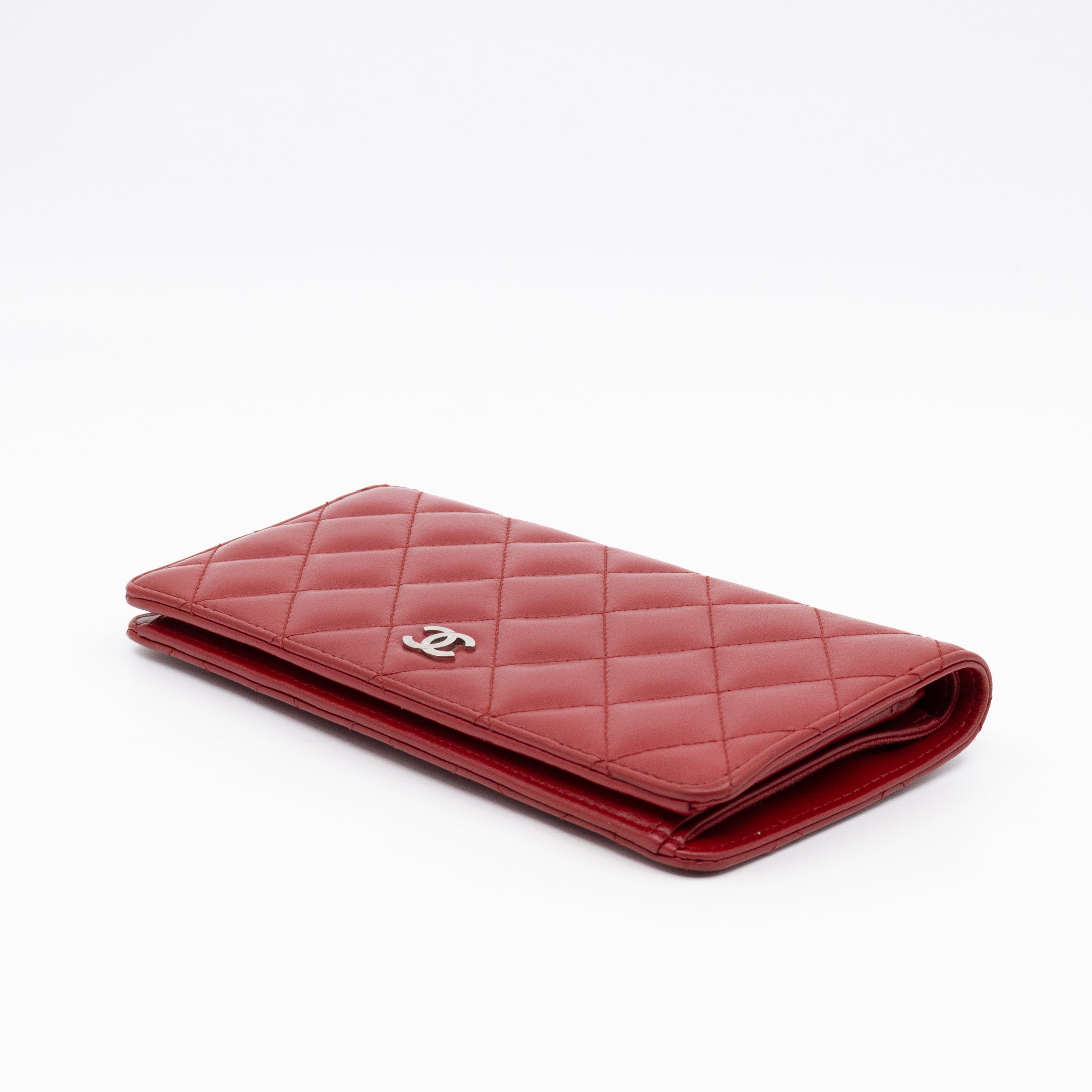 Classic Long Wallet Red Lambskin Leather
