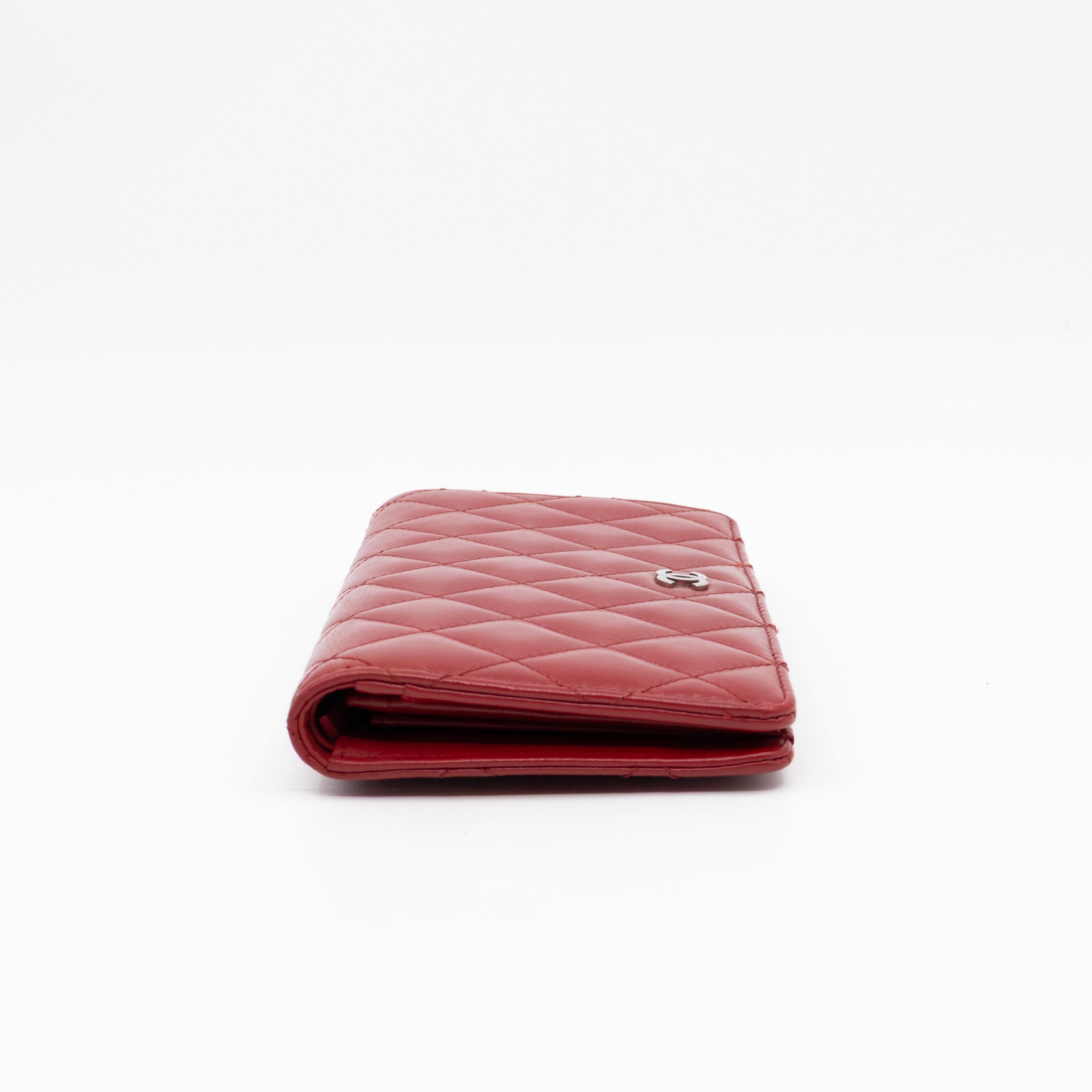 Classic Long Wallet Red Lambskin Leather