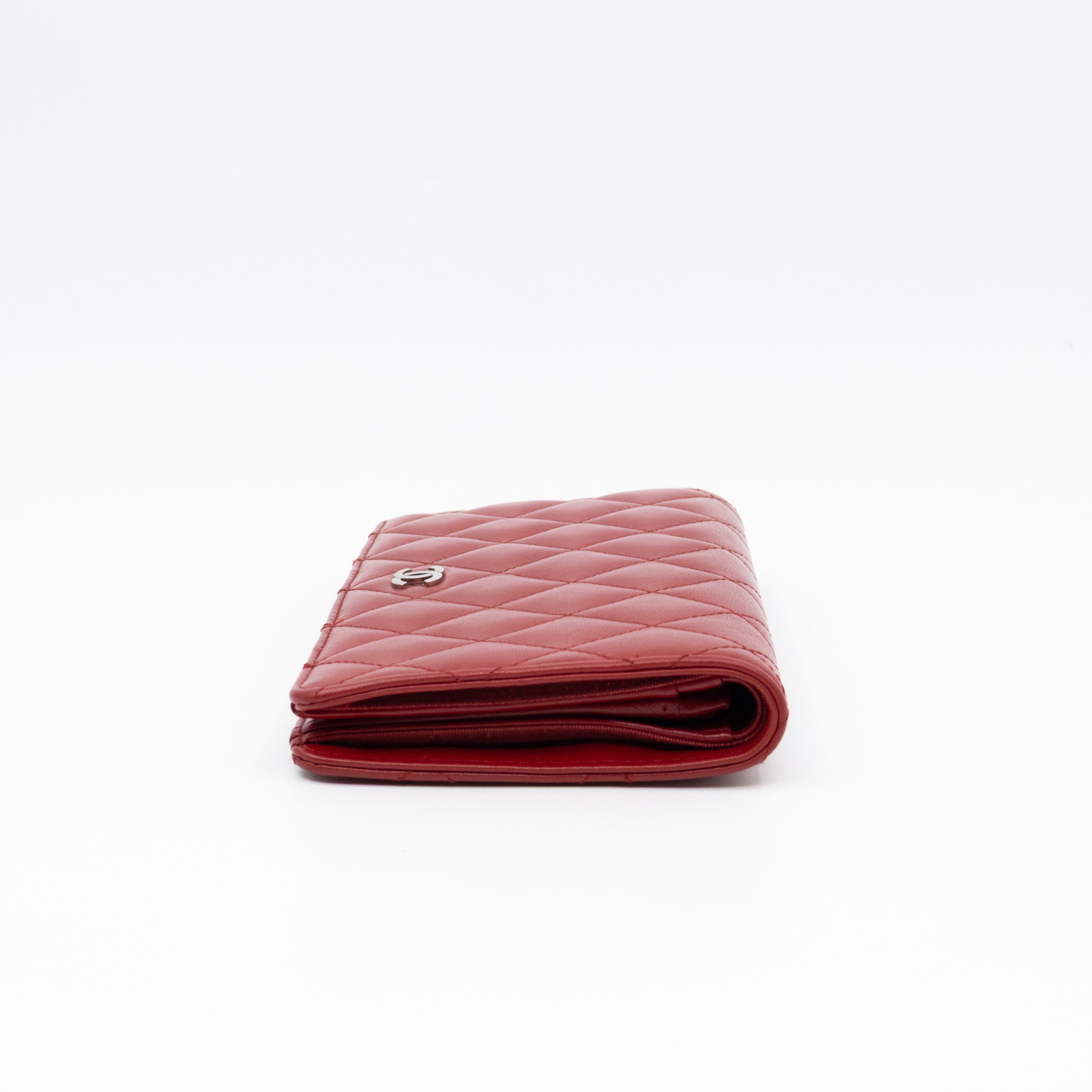 Classic Long Wallet Red Lambskin Leather