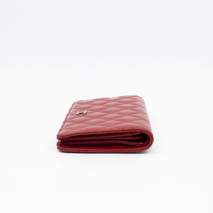 Classic Long Wallet Red Lambskin Leather