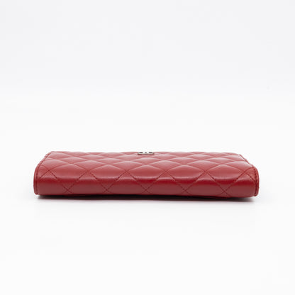 Classic Long Wallet Red Lambskin Leather