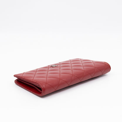 Classic Long Wallet Red Lambskin Leather