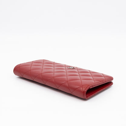 Classic Long Wallet Red Lambskin Leather