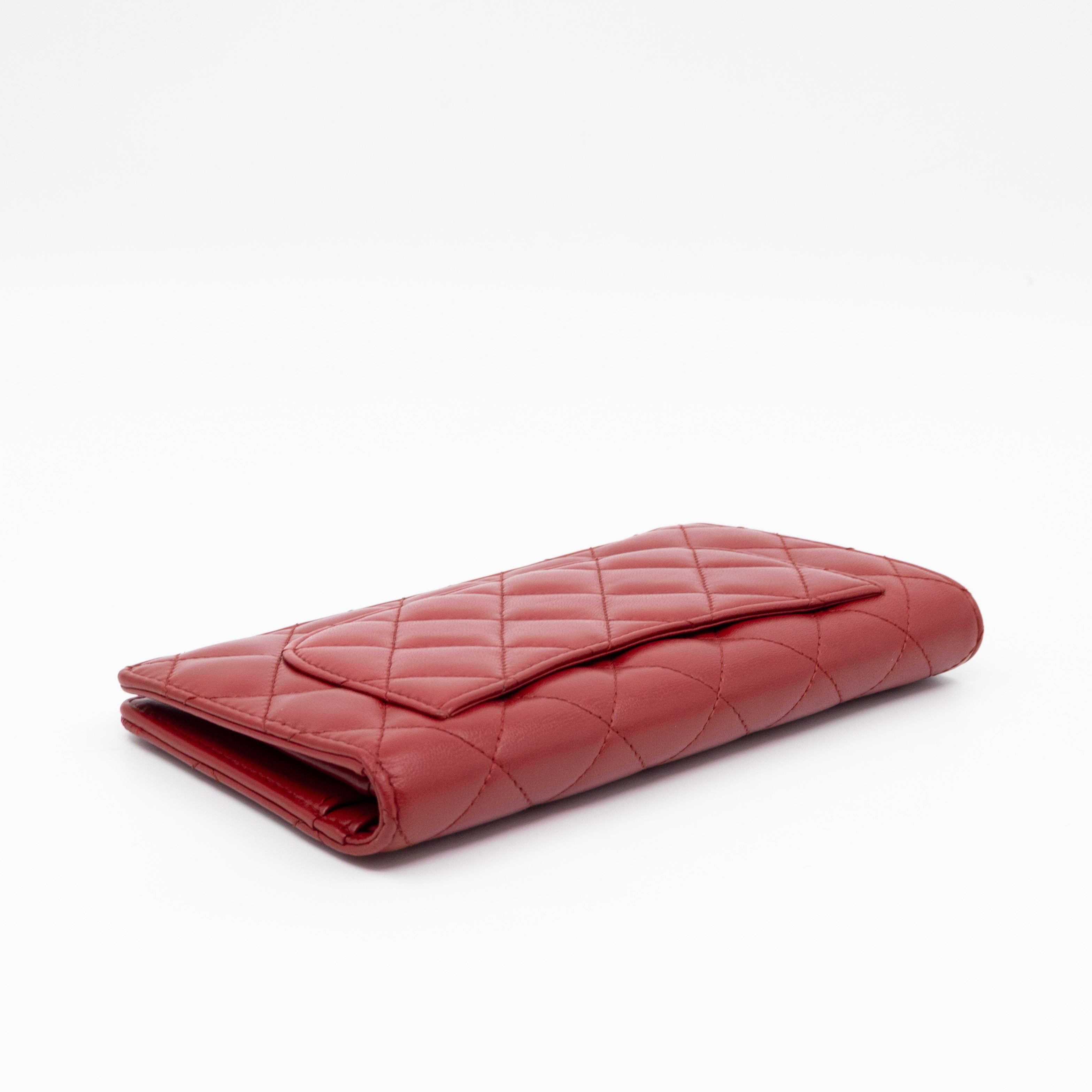 Classic Long Wallet Red Lambskin Leather