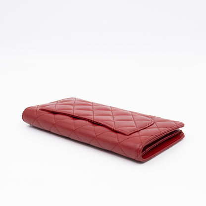 Classic Long Wallet Red Lambskin Leather